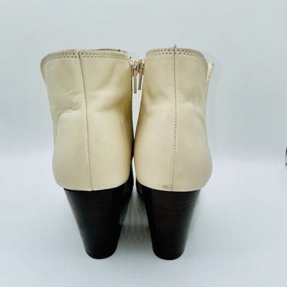 Aldo Ivory Genuine Leather Stacked Heel Boots Booties Size 9 - Picture 4 of 7